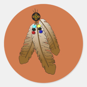 Adesivo Redondo Zia Sun e penas