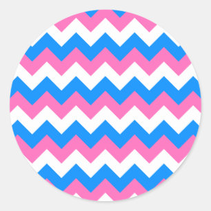 Adesivo Redondo Zigzag Branco e Azul Rosa