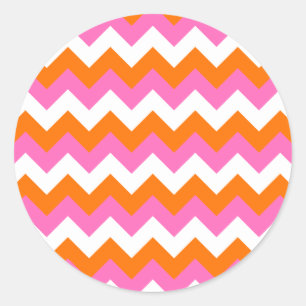 Adesivo Redondo Zigzag Branco e Laranja Rosa