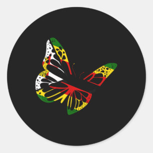 Adesivo Redondo Zimbábue Roots Butterfly Zimbabwe Flag Zimbábue