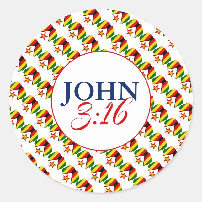 Adesivo Redondo ZIMBABWE Deus Tão Amado O Mundo John 3:16 (Frente)