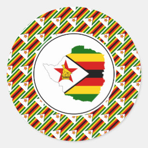Adesivo Redondo ZIMBABWE FLAG Zimbabwe Map Na moda Patriótico