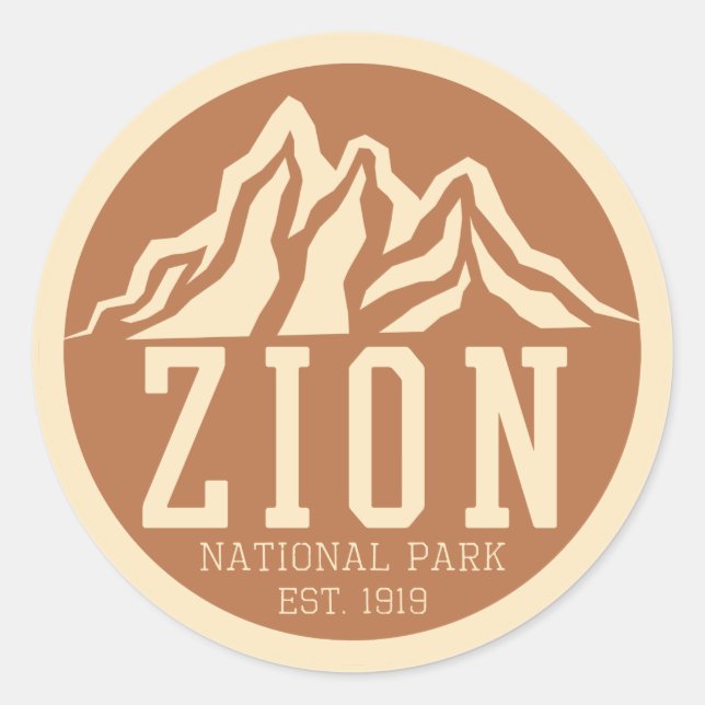 Adesivo Redondo Zion National Park Utah EUA Outdoor Retro (Frente)