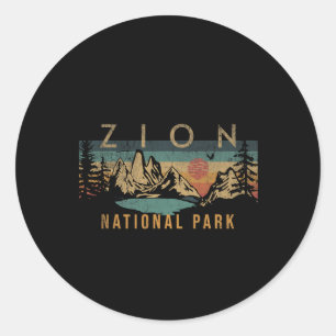 Adesivo Redondo Zion National Park Utah Usa Outdoor Vintage