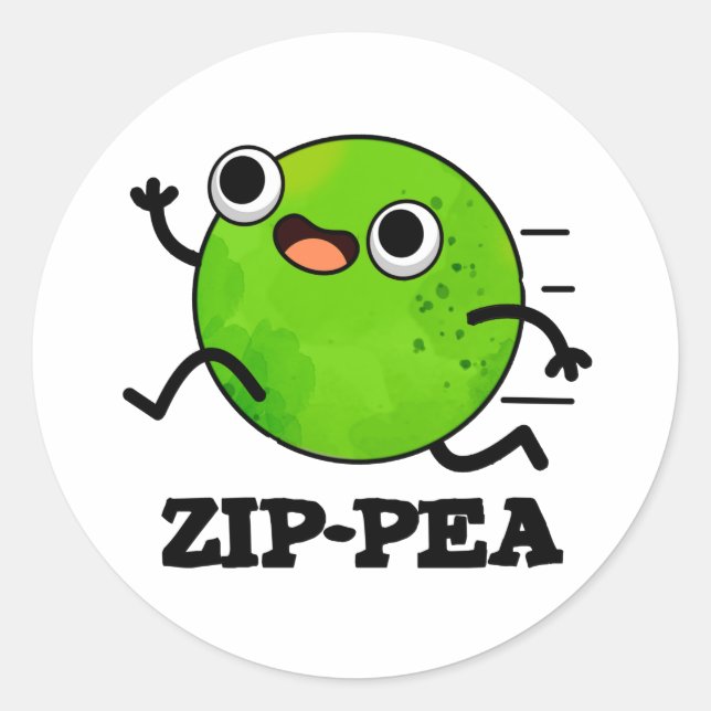 Adesivo Redondo Zip-pea Engraçado Zippy Pea Pun (Frente)