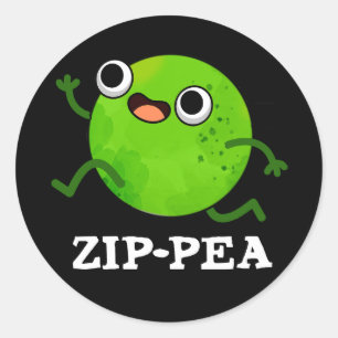 Adesivo Redondo Zip-pea Engraçado Zippy Pea Pun Dark BG