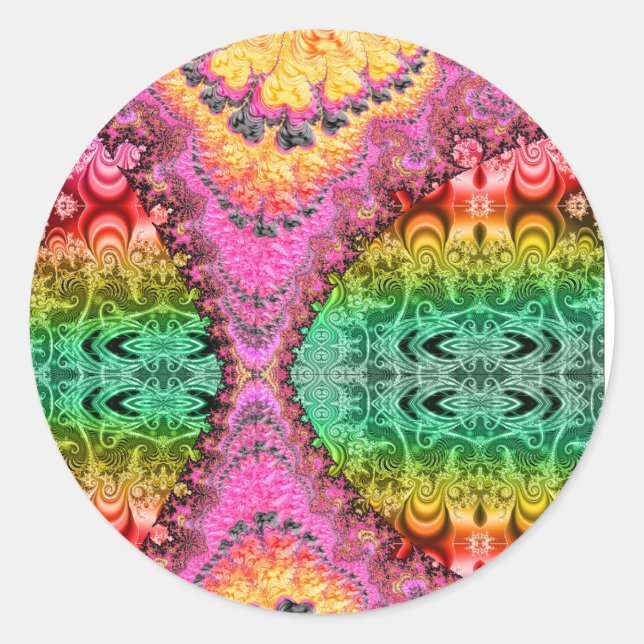 Adesivo Redondo Zipper Fractal Psychedelic Art Sticker 32325 (Frente)