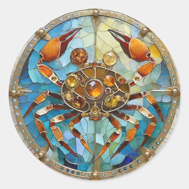 Adesivo Redondo Zodiac - Cancer O Caranguejo (Frente)