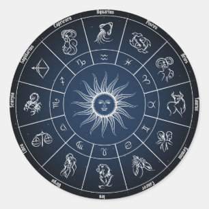 Adesivo Redondo Zodiac circle with horoscope signs