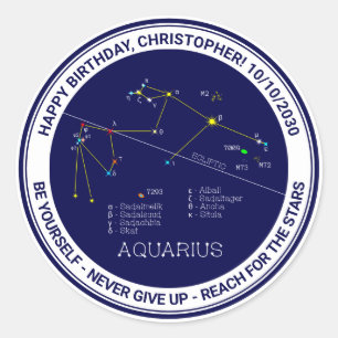 Adesivo Redondo Zodiac Constelação Aquarius