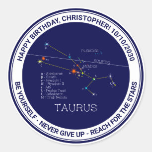 Adesivo Redondo Zodiac Constelação Taurus