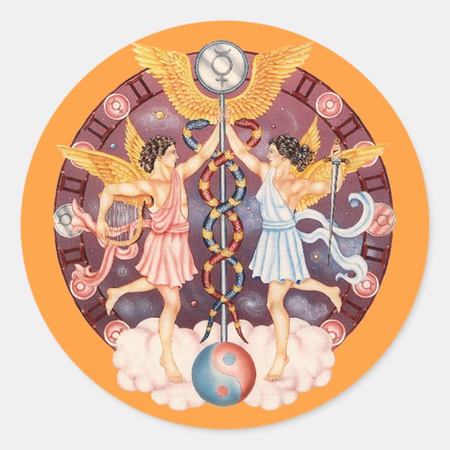 Adesivo Redondo Zodiac Gemini - Personalize! (Frente)