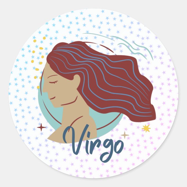 Adesivo Redondo Zodiac, Mulher Moderna do Virgo (Frente)