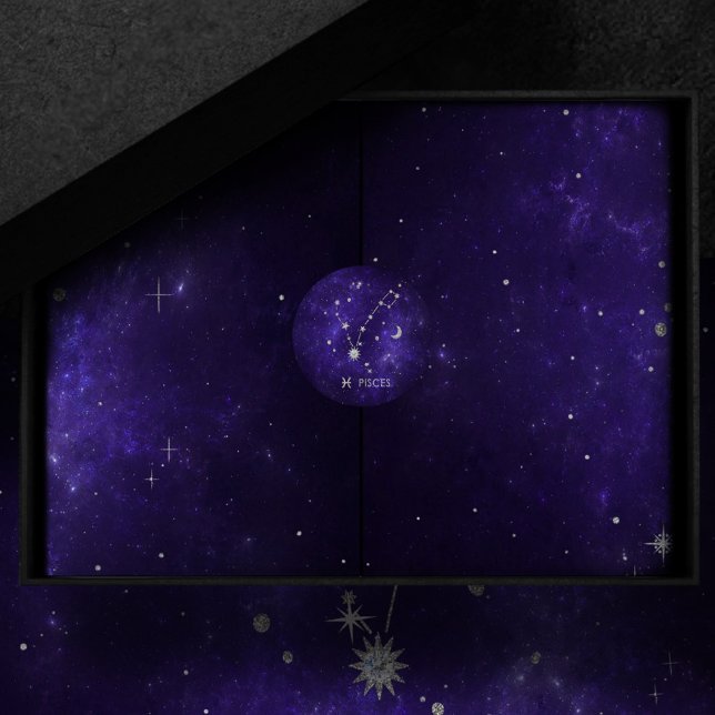 Adesivo Redondo Zodiac Peixes roxos | Astrologia Cósmica Horoscópi (Criador carregado)