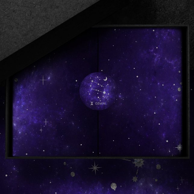 Adesivo Redondo Zodiac Purple Gemini | Astrologia Cósmica Horoscóp (Criador carregado)