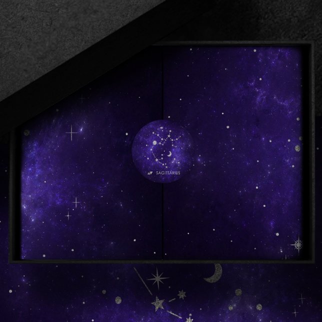 Adesivo Redondo Zodiac Roxo Sagittarius | Astrologia Horóscopo (Criador carregado)