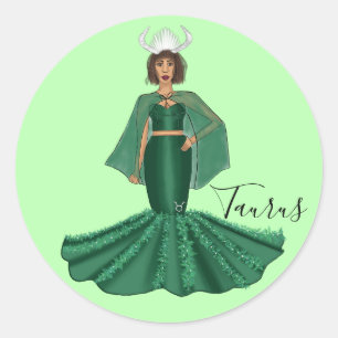 Adesivo Redondo Zodiac Taurus Goddese com Cornos