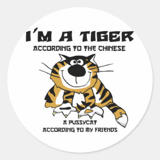 Adesivo Redondo Zodiac Tiger Gift Chinês Engraçado