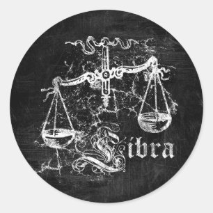 Adesivo Redondo Zodiac Vintage Libra