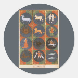 Adesivo Redondo Zodiacal Celestial Antigo, Carta Astrológica do Zo