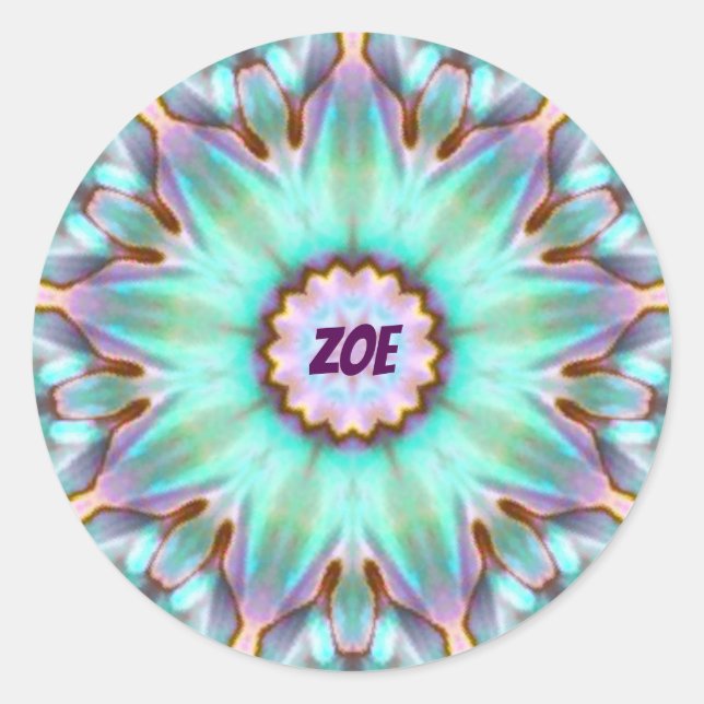 Adesivo Redondo ZOE ~ Personalizado Paua Shell Sticker Fractal ~ (Frente)