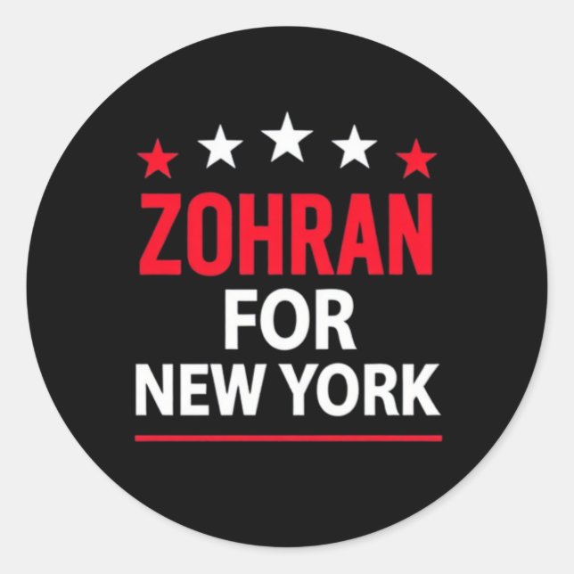 Adesivo Redondo Zohran for New York – Bold Political Support (Frente)