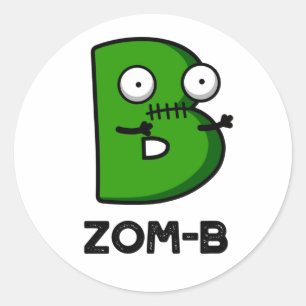 Adesivo Redondo Zom-b - Zombie Alphabet Pun Cute Halloween