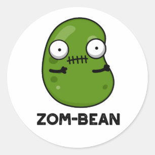 Adesivo Redondo Zom Bean Pun Zombie Dia de as Bruxas engraçado