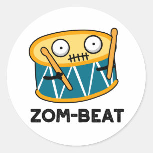 Adesivo Redondo Zom-beat Zombie Drum Pun