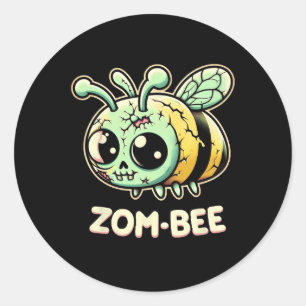 Adesivo Redondo Zom-Bee Adoravelmente Assustadora Zombie Bee Hallo