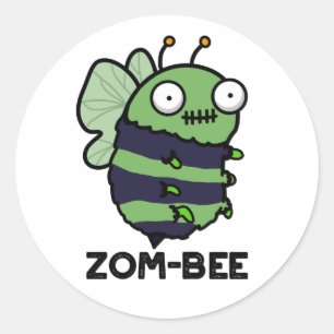 Adesivo Redondo Zom Bee Cute Halloween Zombie Bee Pun
