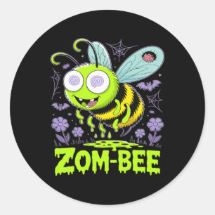 Adesivo Redondo Zom Bee Zombie Dia de as Bruxas engraçado Tee