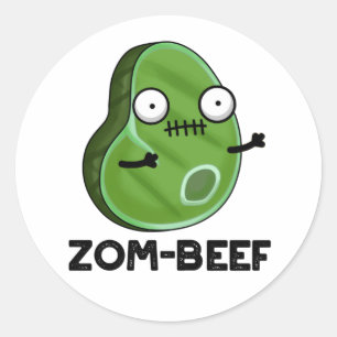 Adesivo Redondo Zom-beef Dia de as Bruxas engraçado Zombie Carnes