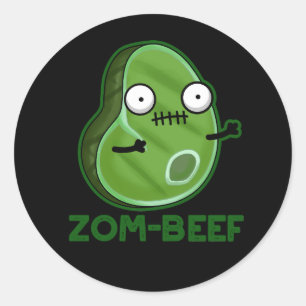 Adesivo Redondo Zom-beef Zombie Engraçado Carne Canuta BG