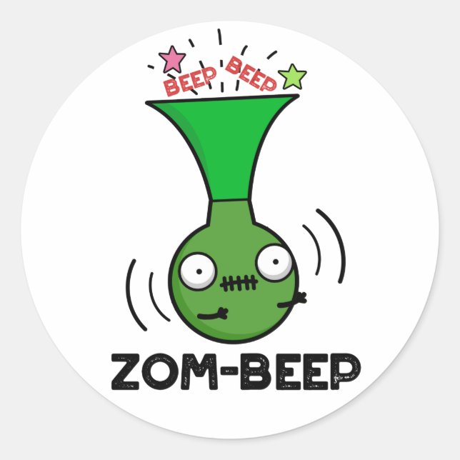 Adesivo Redondo Zom-beep Dia de as Bruxas engraçado Zombie Honker  (Frente)