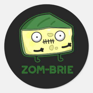Adesivo Redondo Zom-brie Engraçado Zombie Pun Dark BG