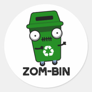 Adesivo Redondo Zom caixa, Zombie Zombie Zombie Trash Caixa Pun