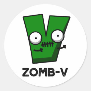 Adesivo Redondo Zom-V Cute Halloween Zombie Alphabet Pun