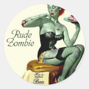 Adesivo Redondo Zombi rude "a primeira mordida "