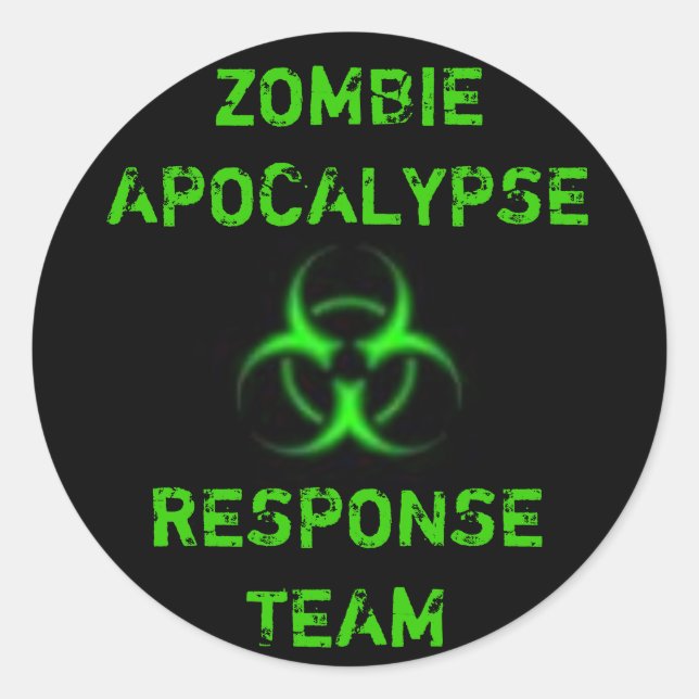 Adesivo Redondo Zombie Apocalypse equipe verde (Frente)