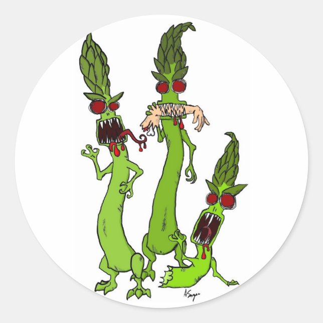 Adesivo Redondo Zombie Asparagus Stickers (Frente)