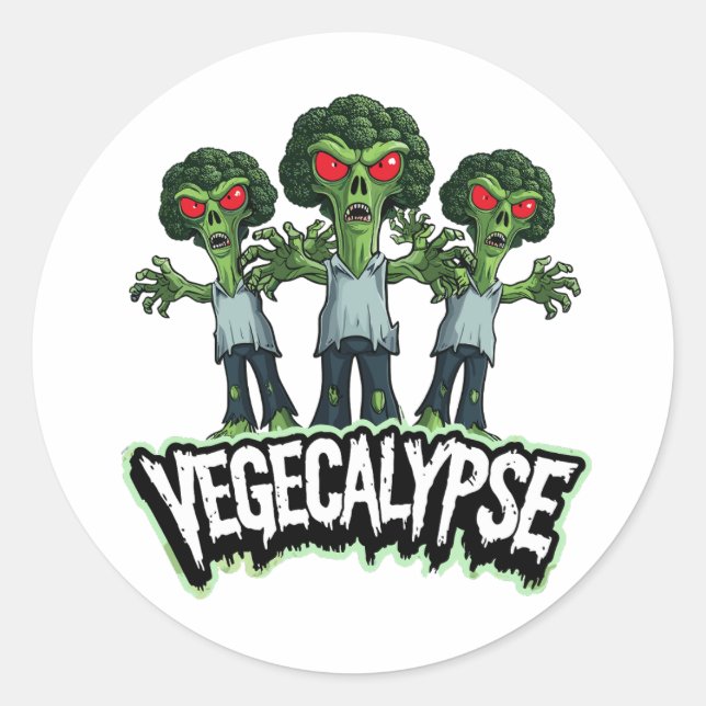 Adesivo Redondo Zombie Broccoli - Vegecalipse (Frente)