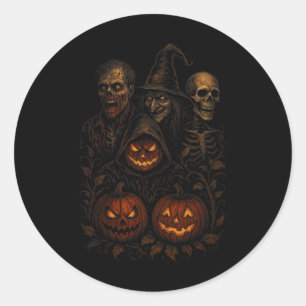 Adesivo Redondo Zombie da Bruxa Assustadora do Halloween