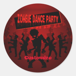 Adesivo Redondo Zombie Dance Party Black & Orange