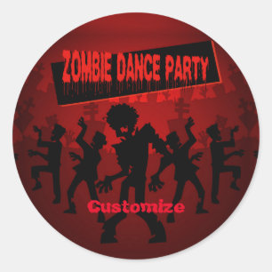 Adesivo Redondo Zombie Dance Party Black & Orange