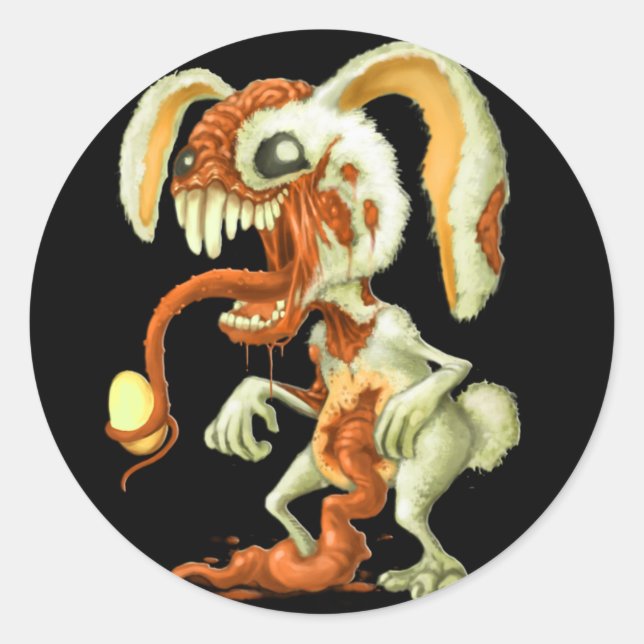 Adesivo Redondo Zombie Easter Bunny (Frente)