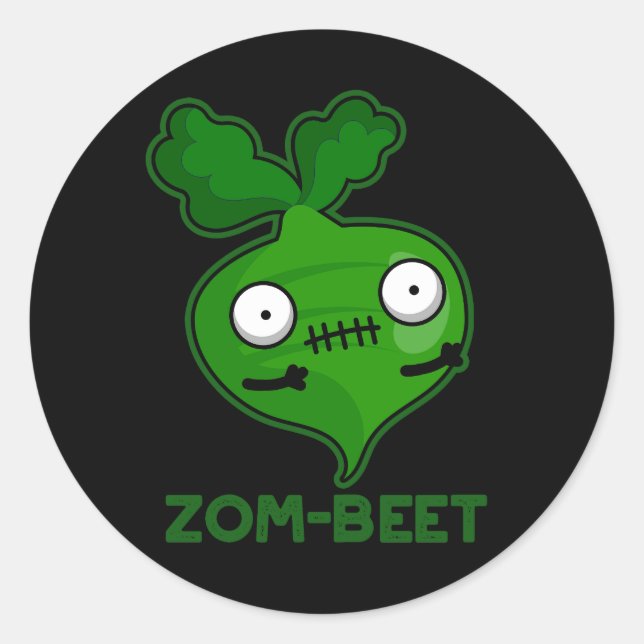 Adesivo Redondo Zombie Engraçado Zombie Beet Dark BG (Frente)