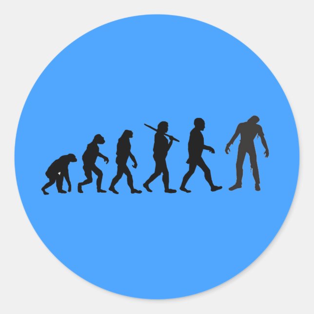 Adesivo Redondo Zombie Evolution T-shirt Design (Frente)