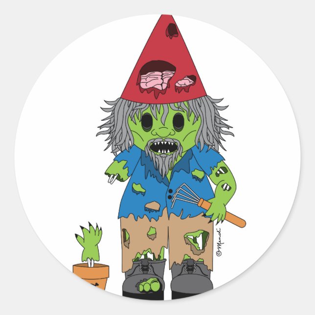 Adesivo Redondo Zombie Gnome (Frente)