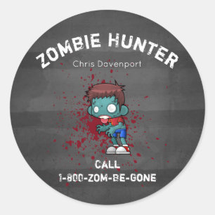 Adesivo Redondo Zombie Hunter com Splatter Legal